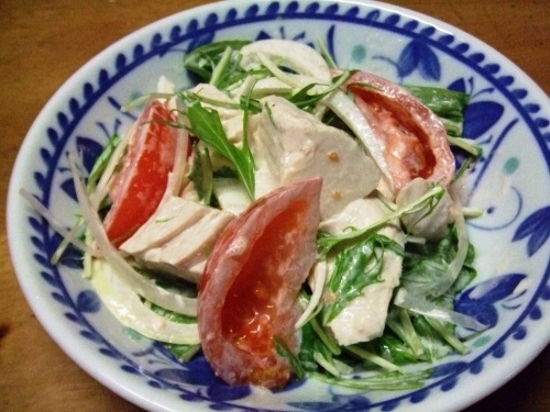 トンボ生利節と水菜のサラダ