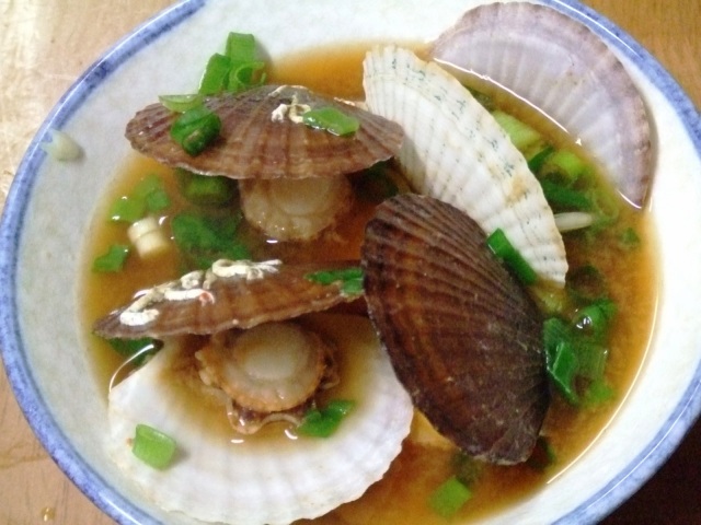 ホタテ稚貝の味噌汁